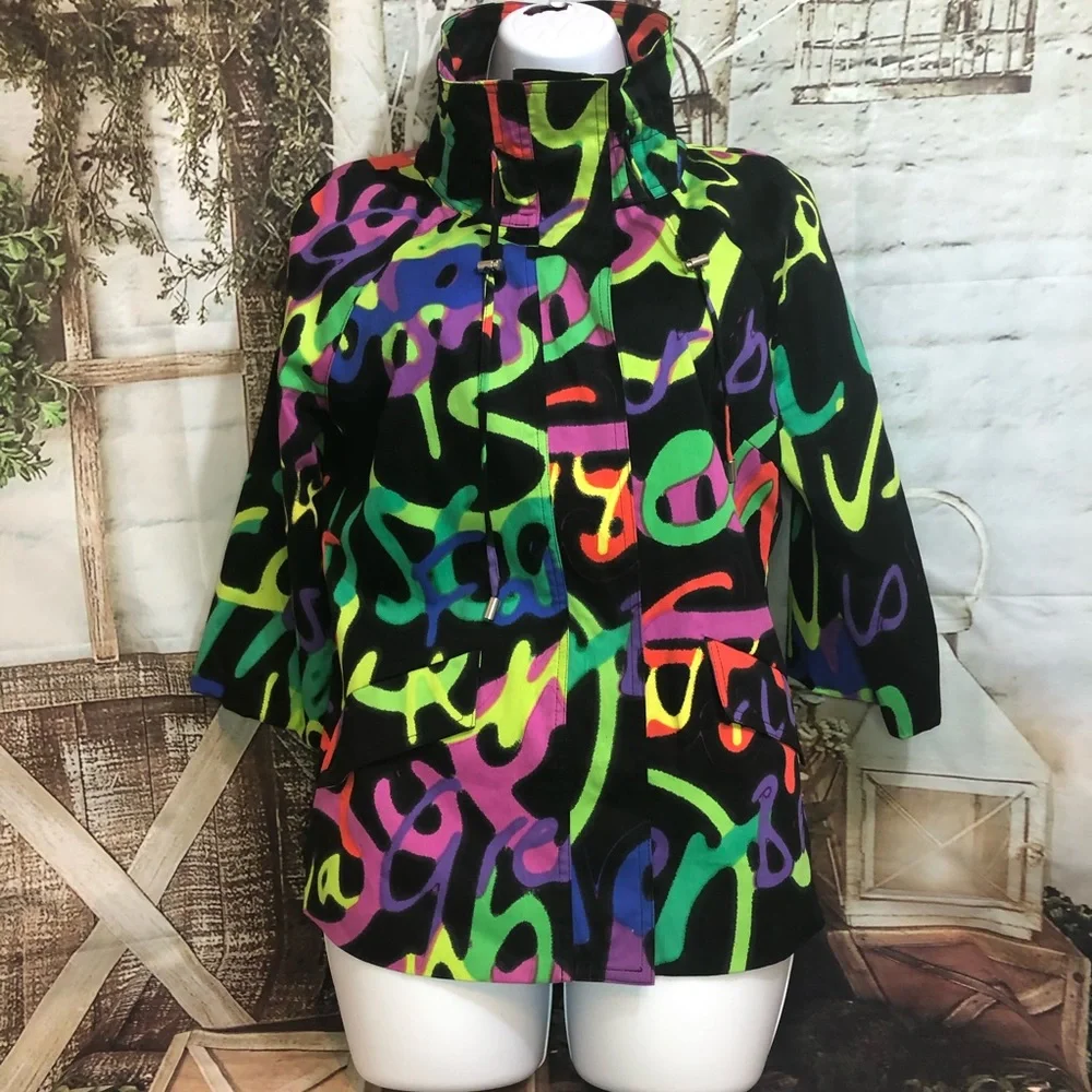 Vintage Berek Jacket Women's small Colorful Abstract Retro Graffiti Art core - Picture 1 of 12